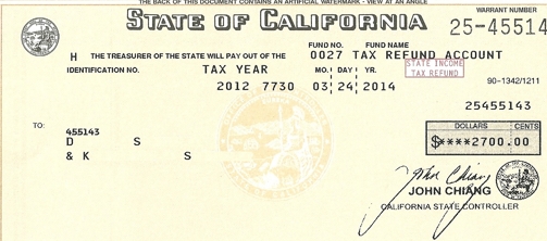 California Income Tax Refund